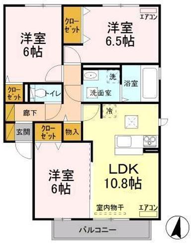 メビウスA(3LDK/1階)の間取り写真