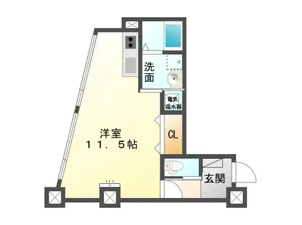 プラセル新町(ワンルーム/2階)の間取り写真