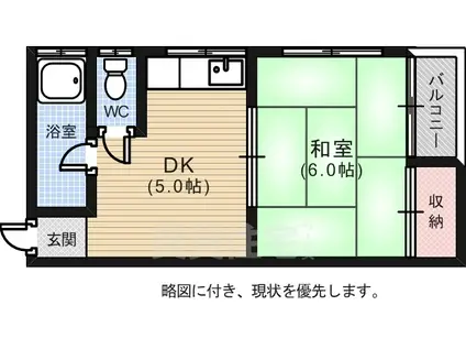 倉本アパート(1DK/2階)の間取り写真