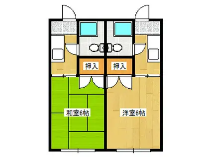 竹山アパート(1K/2階)の間取り写真