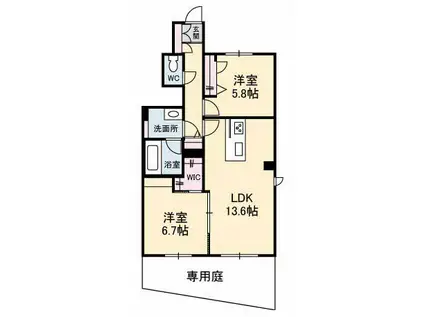 ヴィラ・ボナール(1LDK/1階)の間取り写真