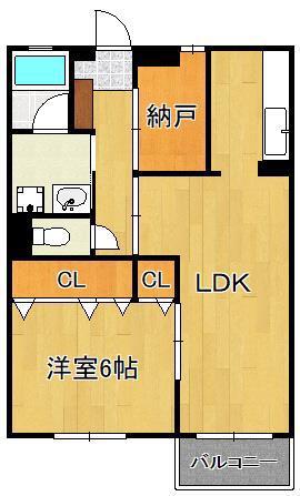ゼルコバI(1SLDK/1階)の間取り写真