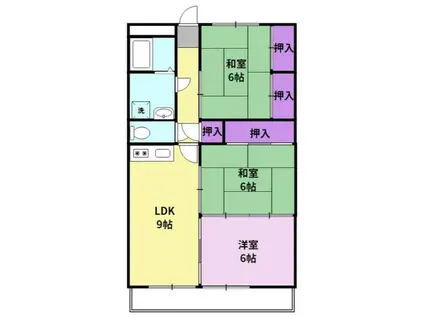 第6山一ビル(3LDK/3階)の間取り写真