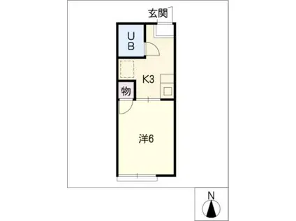 シティハイムいけぞの(1K/2階)の間取り写真