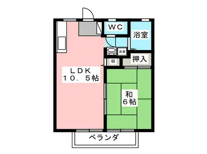 ハイツ21TH A(1LDK/2階)の間取り写真
