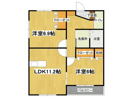 サニーヒル長山弐番館(2LDK/2階)の間取り写真