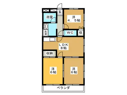 アビタシオン中田(3DK/2階)の間取り写真