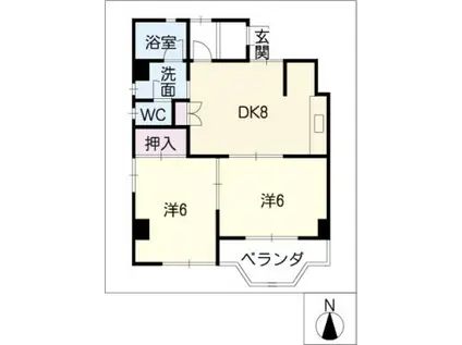 黒川第三ビル(2DK/3階)の間取り写真