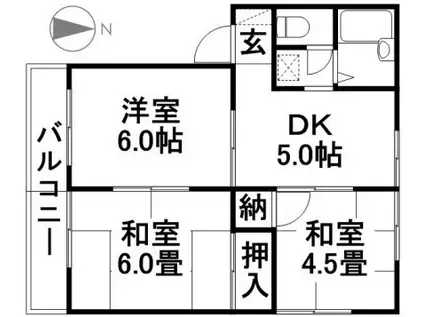 コーポ岸本B棟(3DK/2階)の間取り写真