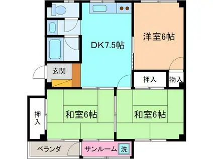 メゾン駅西(3DK/2階)の間取り写真