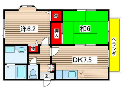 カリーノサガ(2DK/1階)の間取り写真