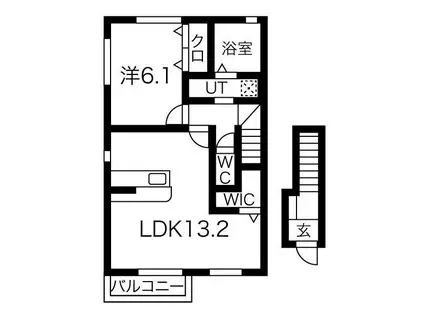 KENZO1号棟(1LDK/2階)の間取り写真