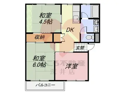 スマリオ香里三井C団地109棟(3DK/4階)の間取り写真