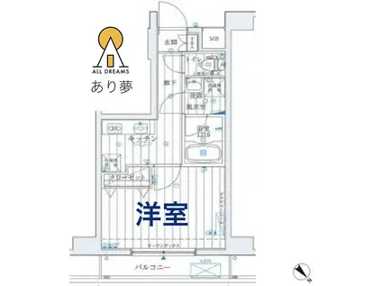 ラフィネジュ横浜南(1K/4階)の間取り写真