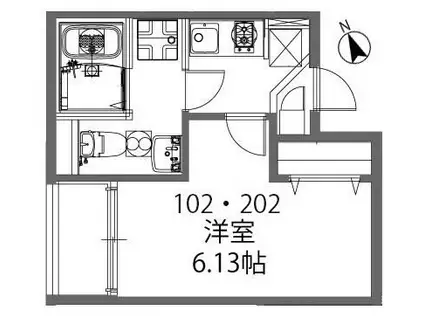 モダンアパートメント高田馬場(1K/2階)の間取り写真