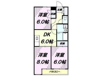 サンクレスト武蔵藤沢(3DK/4階)の間取り写真