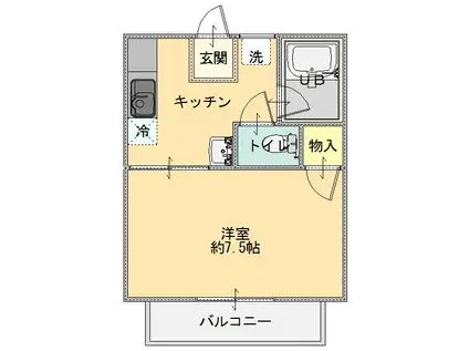 あづみコーポ(1K/1階)の間取り写真