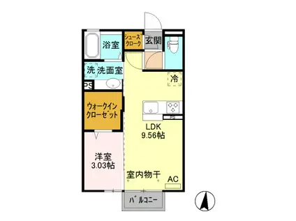 ハウ オリ ハレ(1LDK/2階)の間取り写真