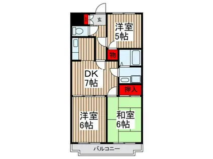 フラワーフィールドマンション(3DK/3階)の間取り写真