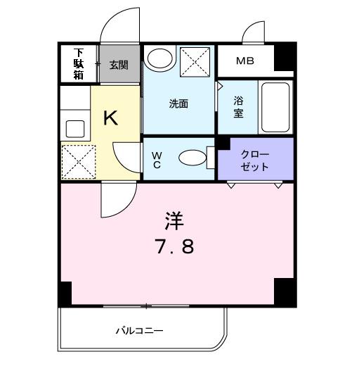 コモドビラVII(1K/3階)の間取り写真