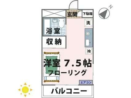 松本ハイツ(ワンルーム/2階)の間取り写真