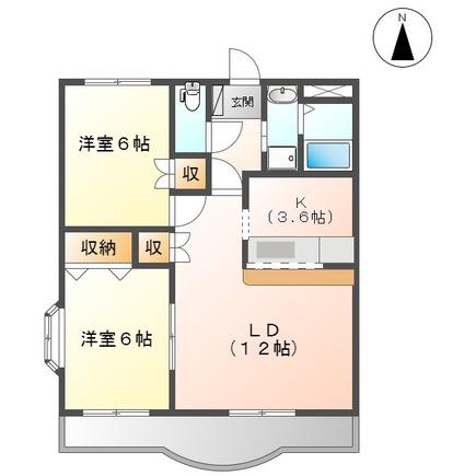 サンタプレイス(2LDK/1階)の間取り写真