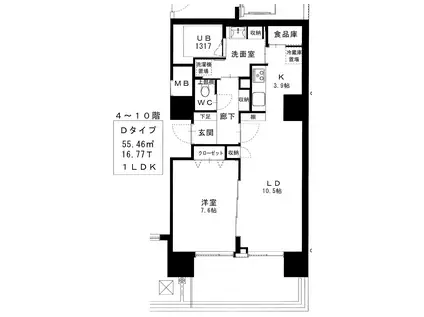ゴサロレジデンス(1LDK/5階)の間取り写真