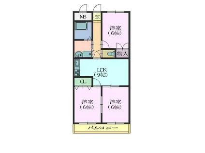 ファミール四ツ谷(3LDK/1階)の間取り写真