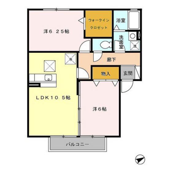 クレールふみ(2LDK/1階)の間取り写真