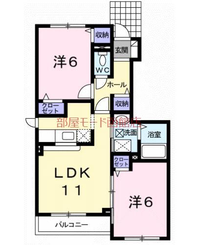 メゾンKT3号館(2LDK/1階)の間取り写真