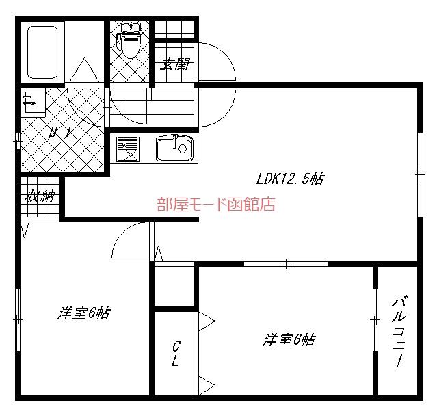 ハウスコンフォートE棟(2LDK/2階)の間取り写真
