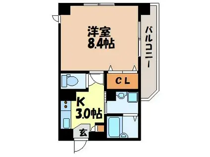 グリーンコート樺島(1K/4階)の間取り写真