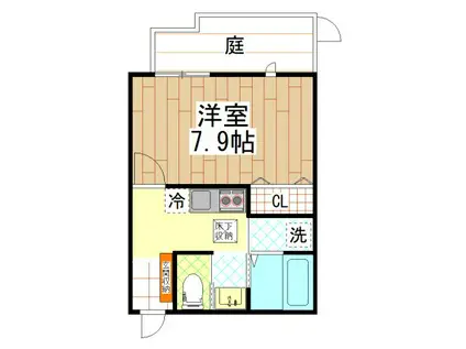 HESTA近大前II(1K/1階)の間取り写真