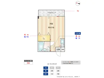 ベルハイツ大森西(ワンルーム/2階)の間取り写真
