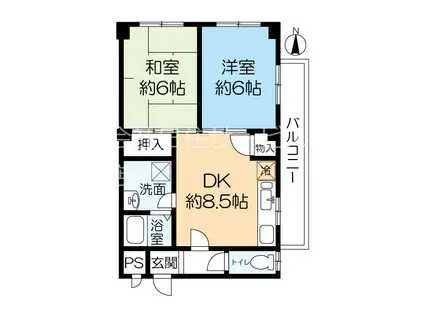 ロジュマンヴェール(2DK/4階)の間取り写真