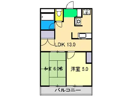 フィール岡豊II(2LDK/3階)の間取り写真