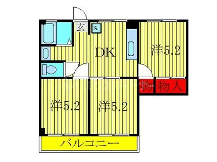 サンライズ都賀(3DK/3階)の間取り写真