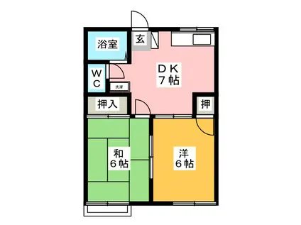 コーポ後田C(2DK/2階)の間取り写真