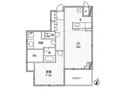 アーデンタワー福島ウエスト(1LDK/7階)の間取り写真