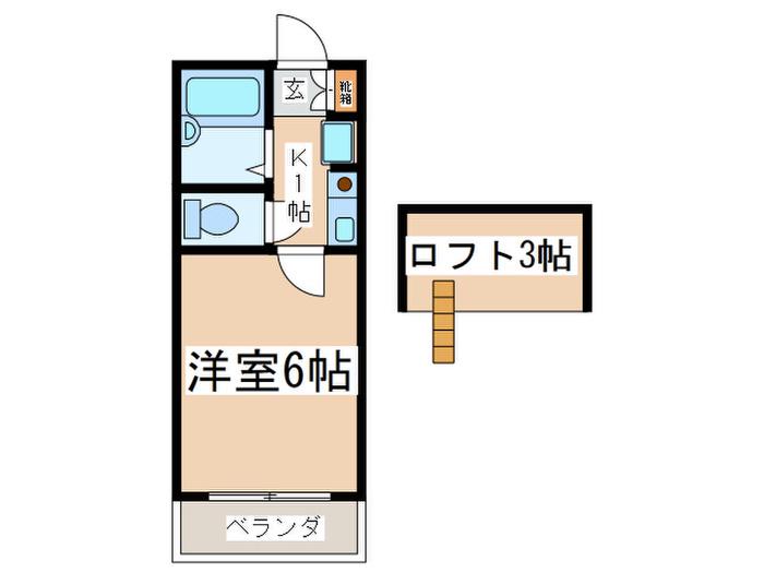 ラーク座間(1K/2階)の間取り写真