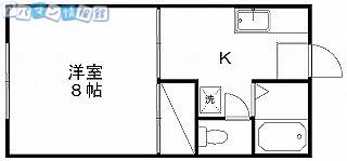 パームタウン(1K/1階)の間取り写真