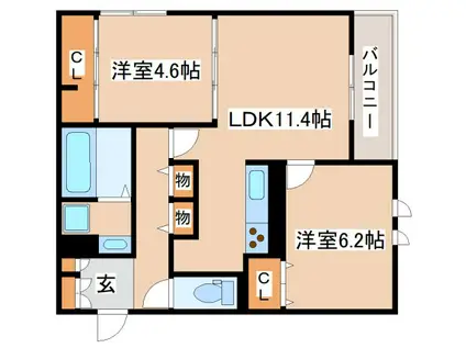 イルソラーレ須磨(2LDK/3階)の間取り写真