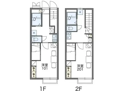 レオパレスオリーブハウスII(1K/1階)の間取り写真