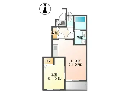 ヴェルジェII(1LDK/1階)の間取り写真