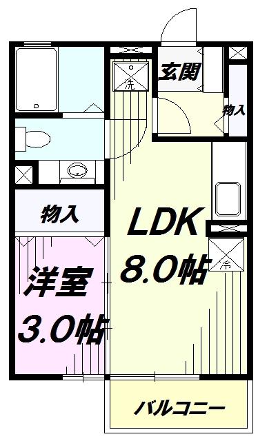 リビングタウン石川町B棟(1LDK/1階)の間取り写真