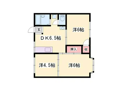 コーポラスみき(3DK/2階)の間取り写真