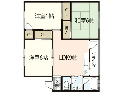石原ビル(3LDK/2階)の間取り写真