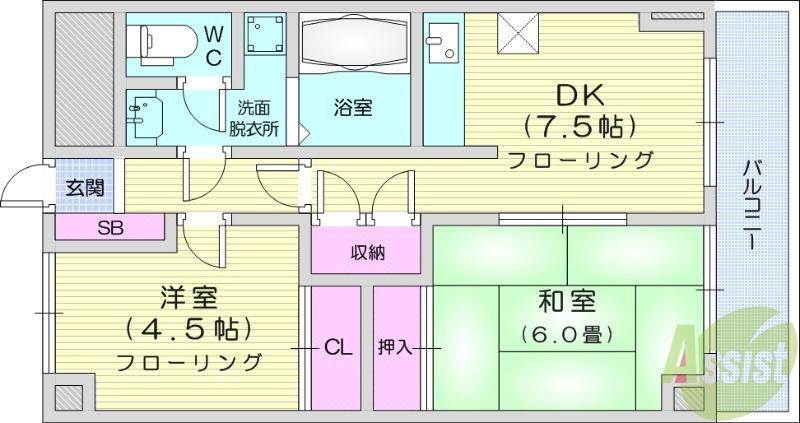 ロイヤルヒルズ柳生Ⅱ(2DK/3階)の間取り写真