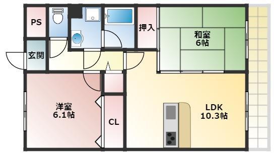 ルナポリス(2LDK/4階)の間取り写真