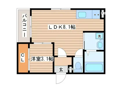 ランコントルIII(1LDK/2階)の間取り写真